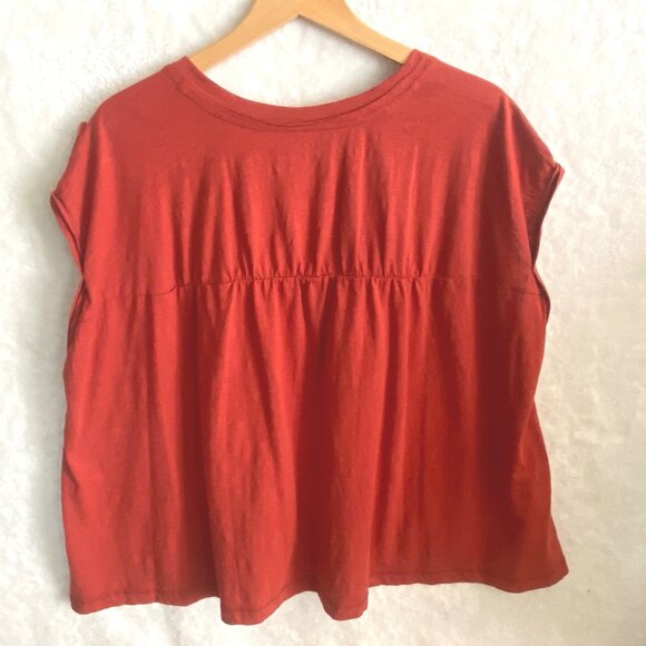 Westbound woman wide cute v-neck t-shirt‎ tee gathered back size 1X rust boxy - Picture 4 of 4